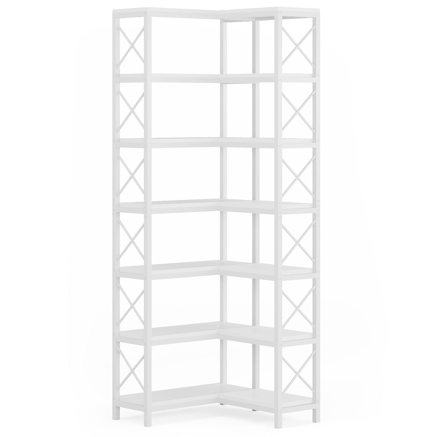 79.53" Tall 7-Tier Large Corner Bookshelf