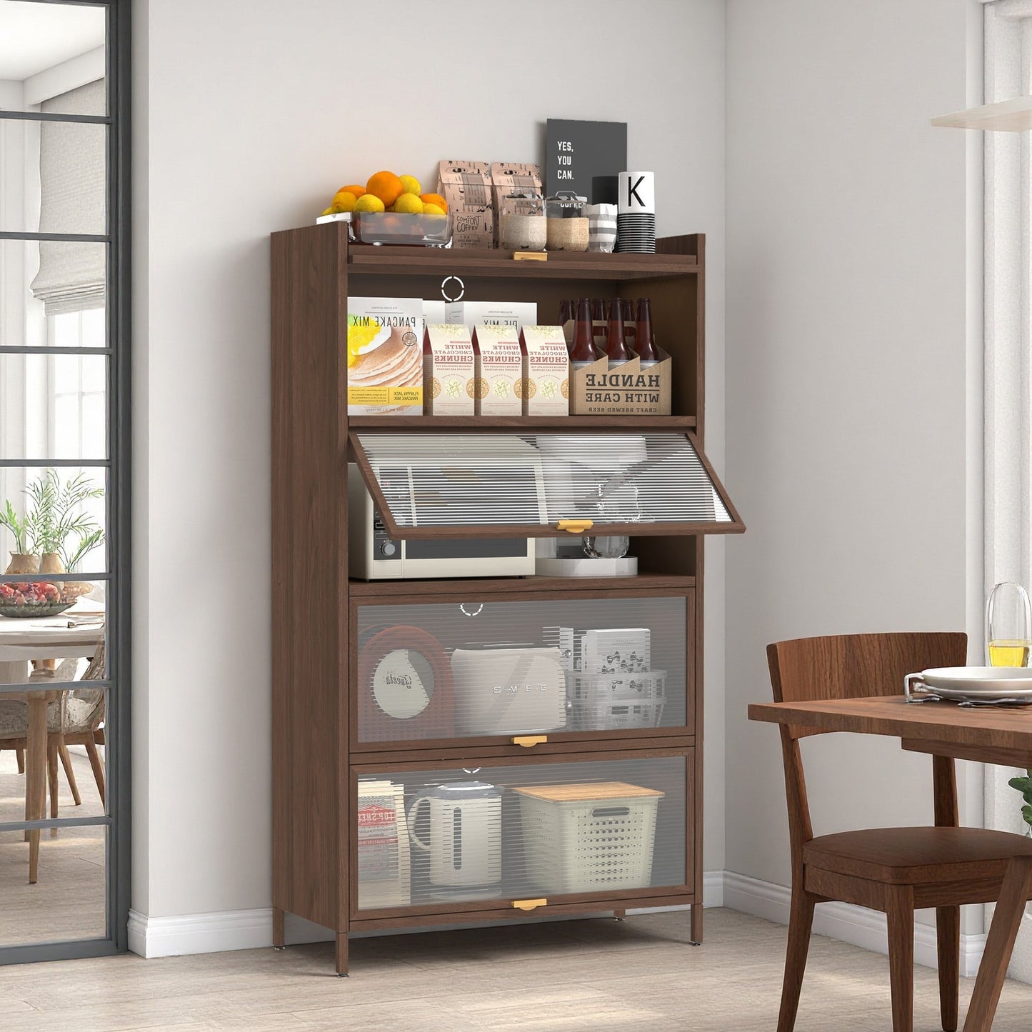 57'' Tall Metal 4 Flip Doors Cabinet
