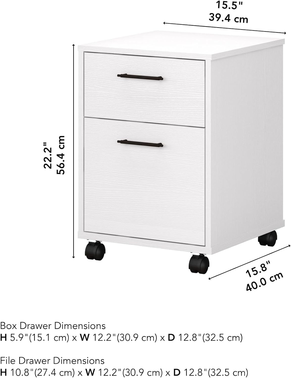Bush Furniture Key West 2 Drawer Mobile File Cabinet For Home Office