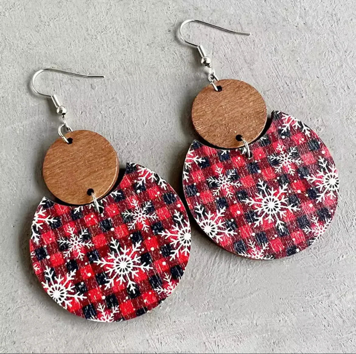 Beautiful Wooden Christmas Snowflake Earrings