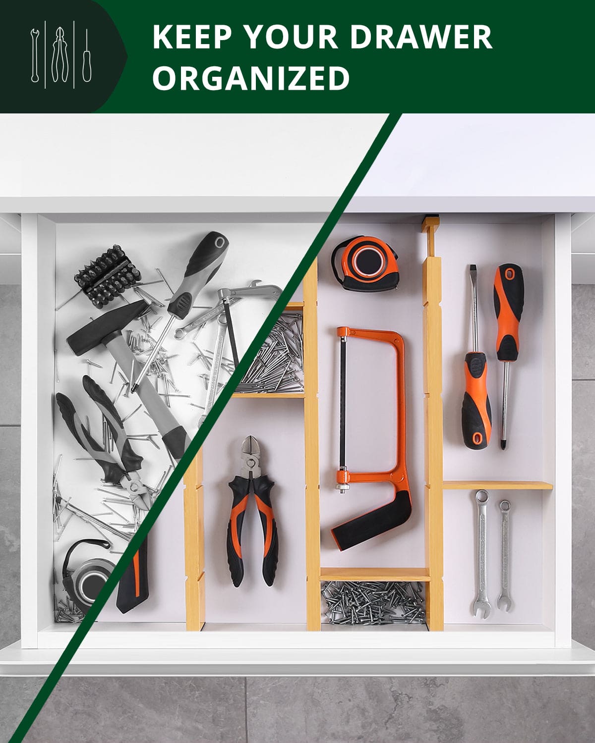 Drawer Dividers 22” with inserts, Natural