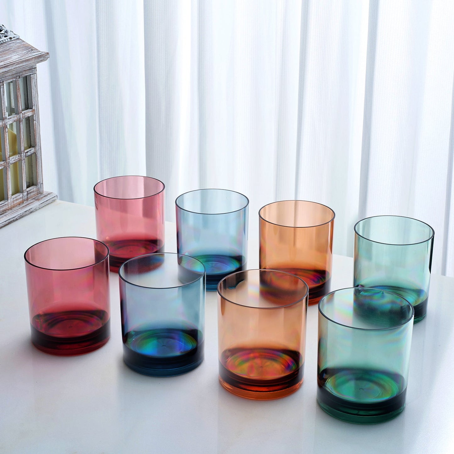 Eze Acrylic Lowball Tumbler Glassware, Set of 8