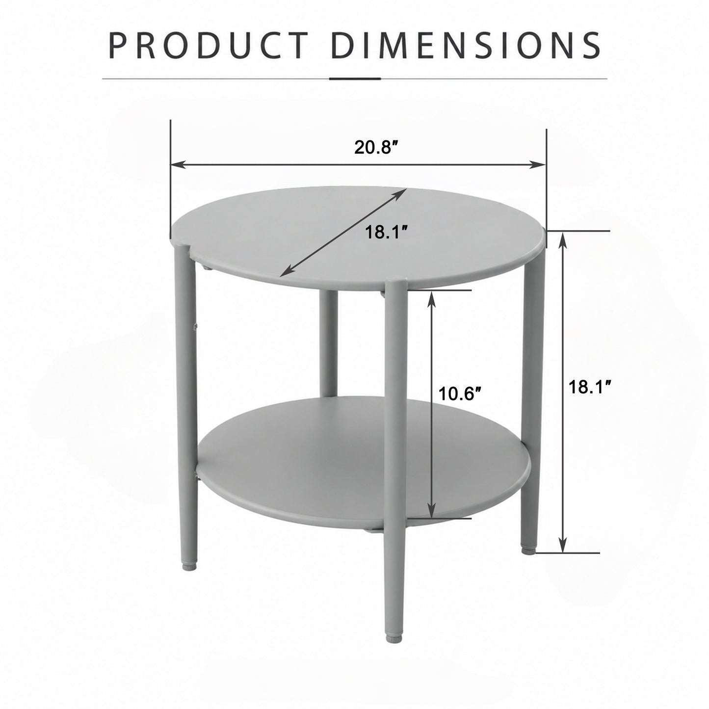 Metal Round Side Table with 2-Tier Design