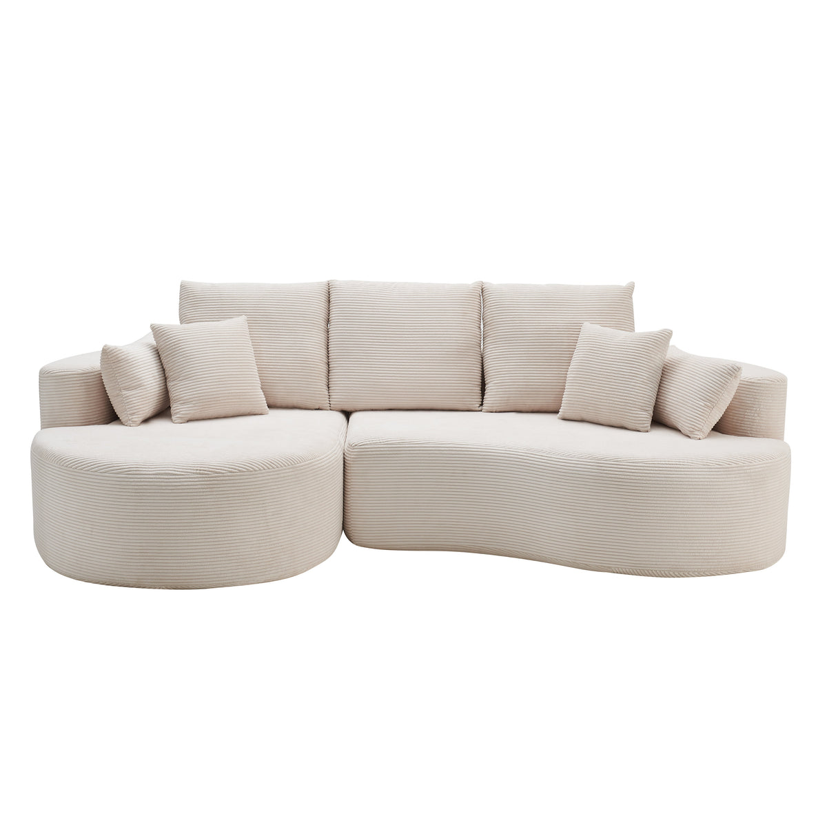 106 Inch 2-Piece Fabric Cloud Curved Sectional Corduroy Sofa