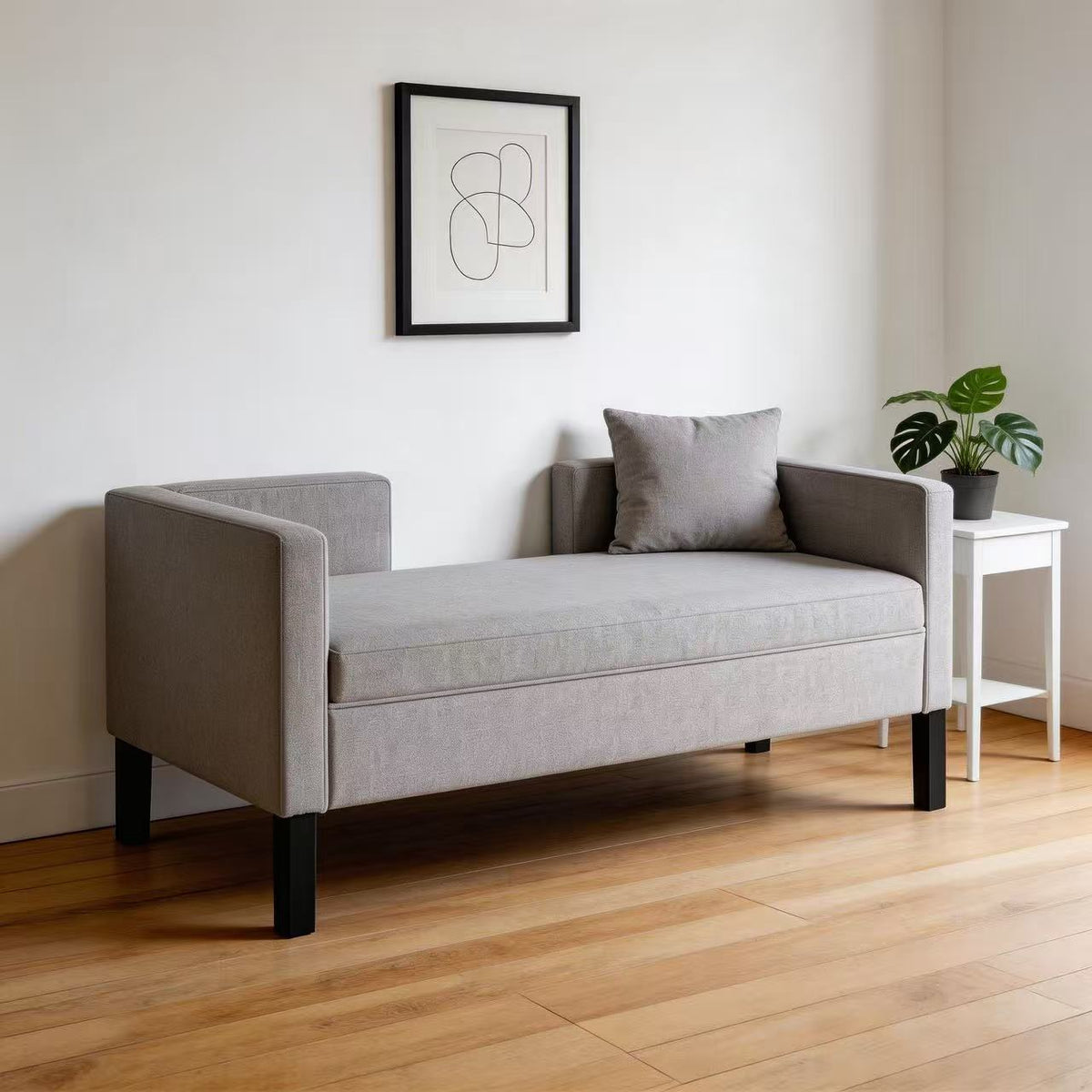 50" Ottoman with 2 Bolster Pillows & Wood Legs