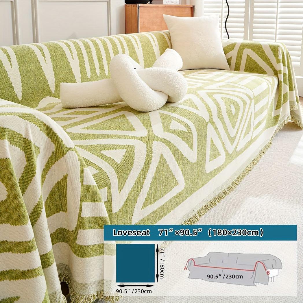 Bohemian-Style Chenille Fabric Extra Long Couch Cover Anti dog scratch