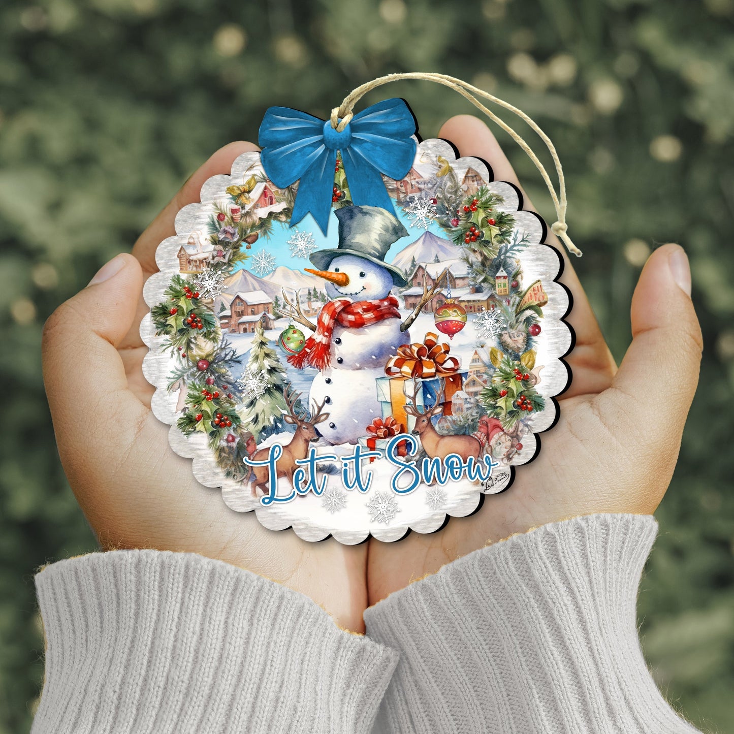 Let it Snow Wooden Ornaments by G. Debrekht Christmas Santa Snowman Decor - 933122