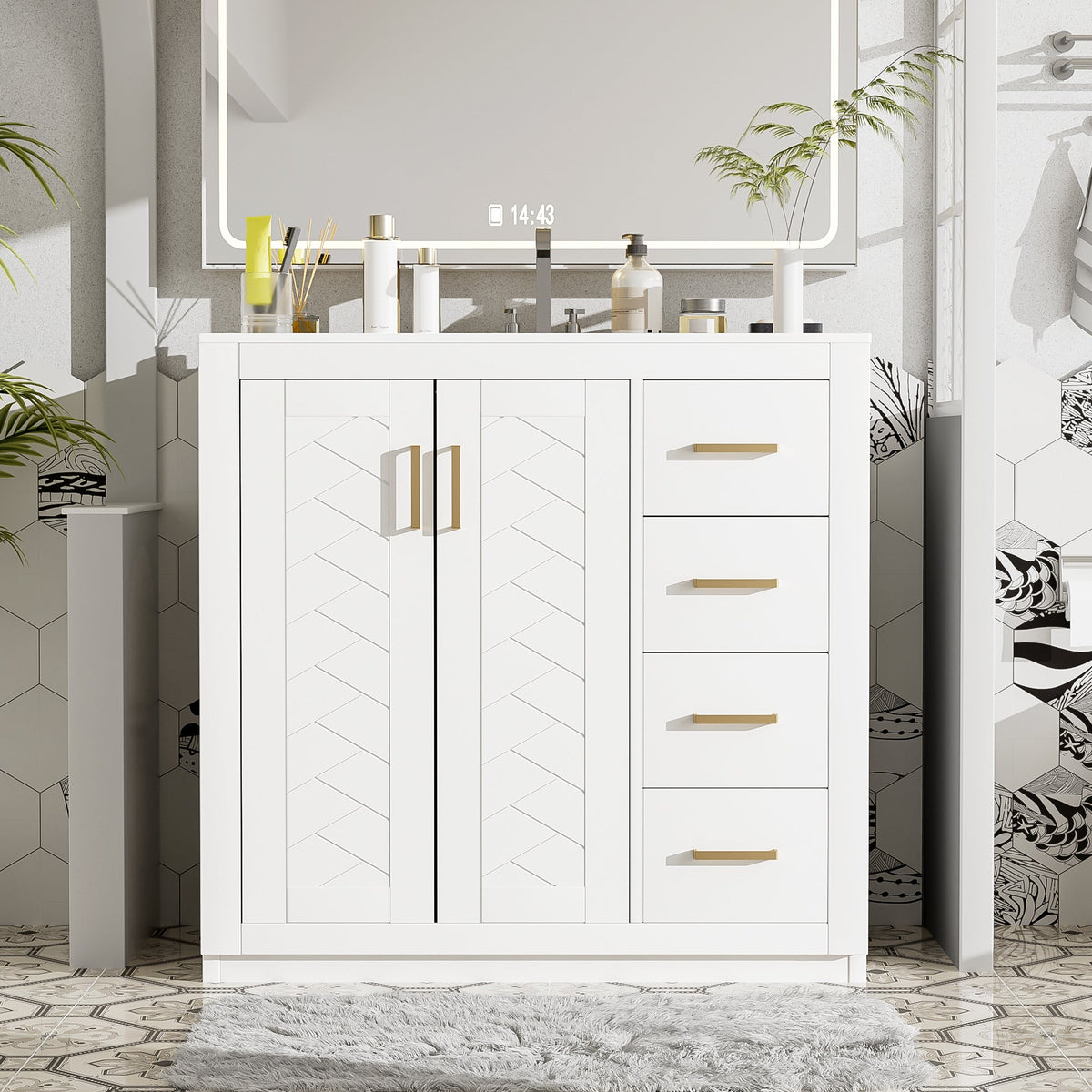 36'' Bathroom Vanity with Ceramic Sink Combo