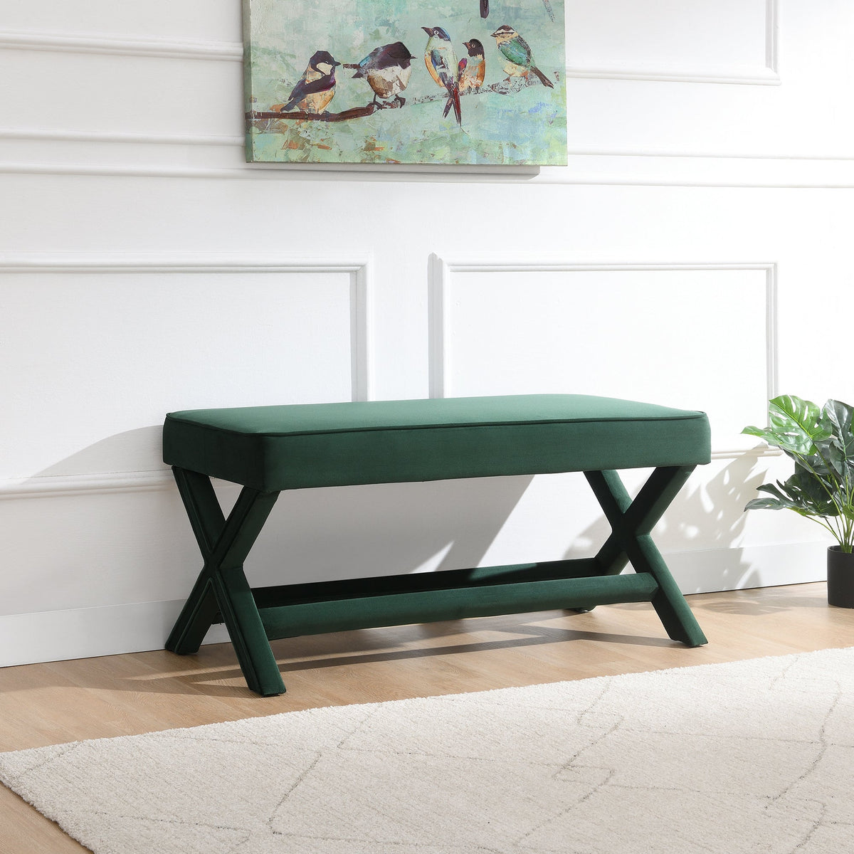Comfort Double Bench Upholstered in Velvet Fabric