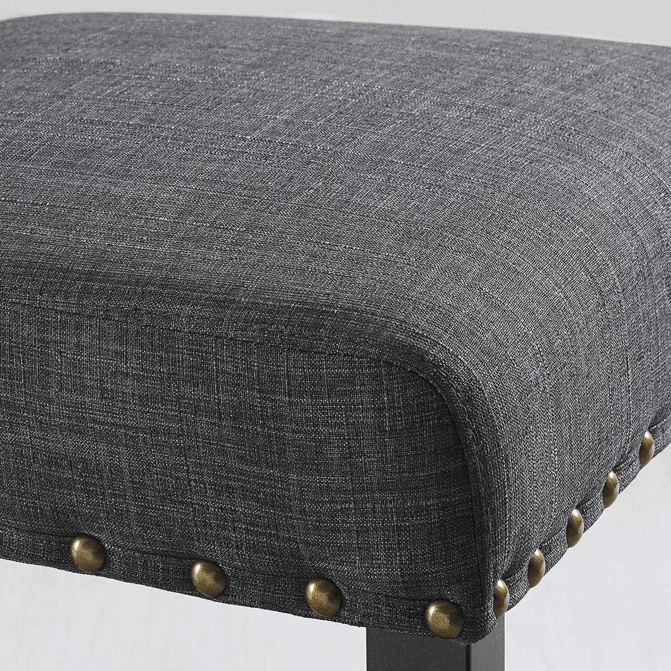 Gray Fabric Dining Chairs With Nailhead Trim Set Of 2