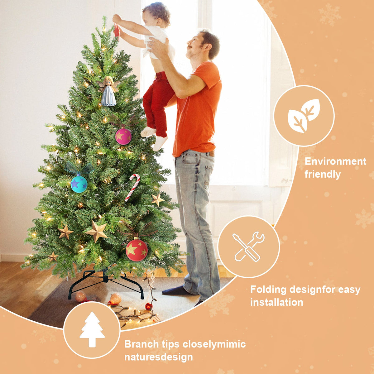 6FT Christmas Tree with 1032 PE+PVC Tips