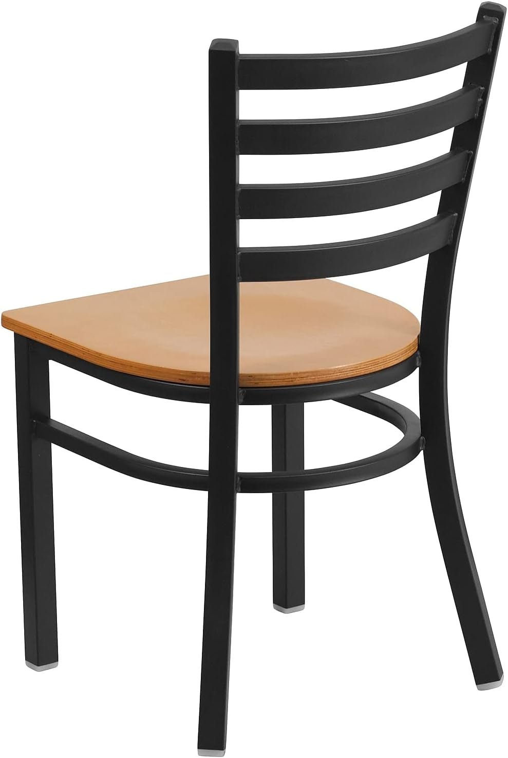 Hercules Series Black Ladder Back Metal Dining Chair Set of 2 With Natural Wood Seat