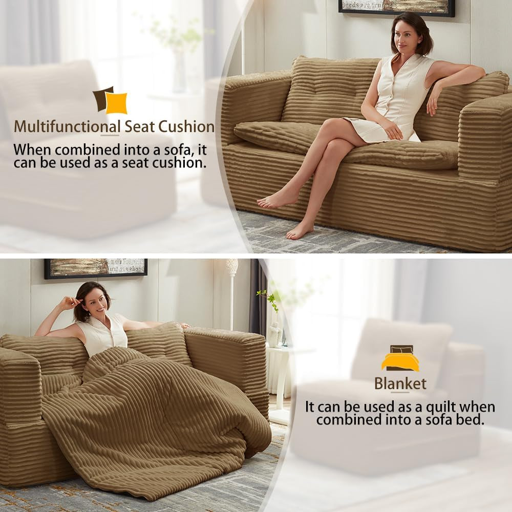 Camel King Size Corduroy Futon Pro Lux Sofa Bed Chaise Lux