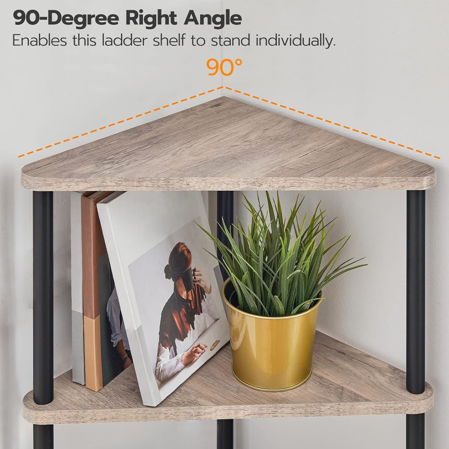 Industrial 5 Tier Corner Shelf Stand With Metal Frame