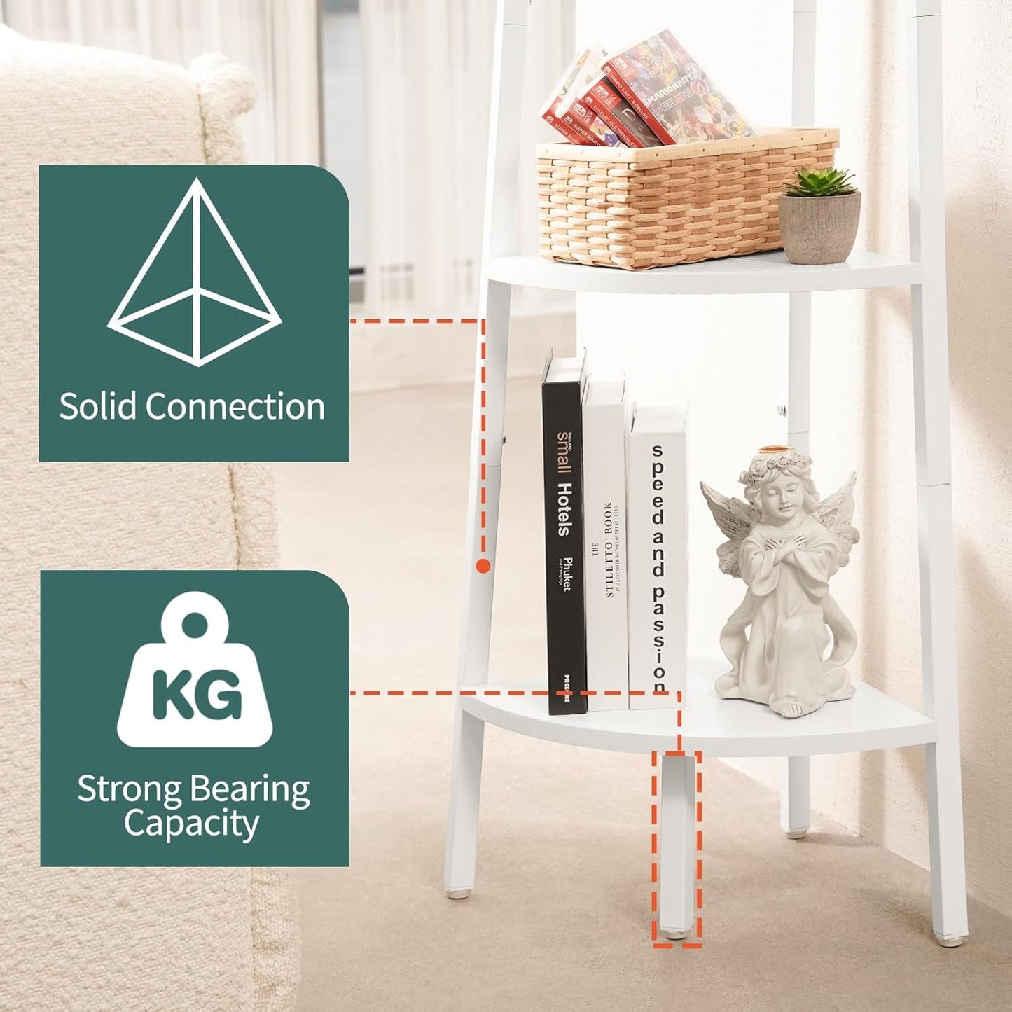 4 Tier Corner Shelf With Metal Frame Tall Bookshelf