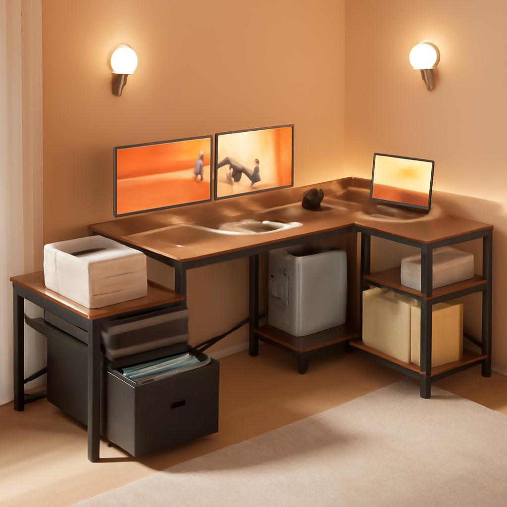 L Shaped Desk With Drawers Industrial Grade Cabinet