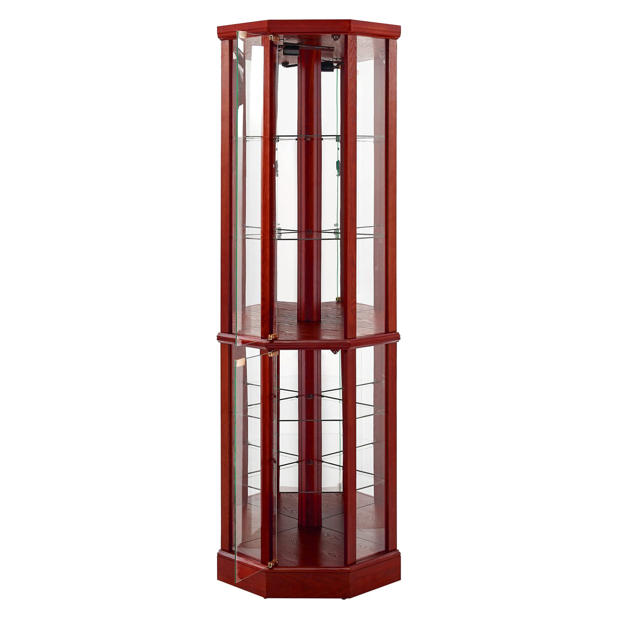 6 Shelf Lighted Corner Curio Cabinet with Adjustable Shelves