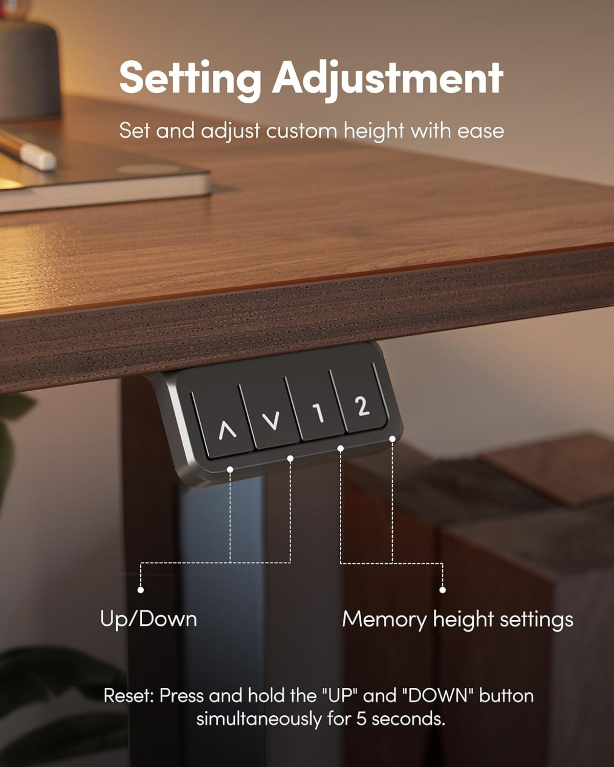 Electric Height Adjustable Standing Desk 55x24 Black Walnut