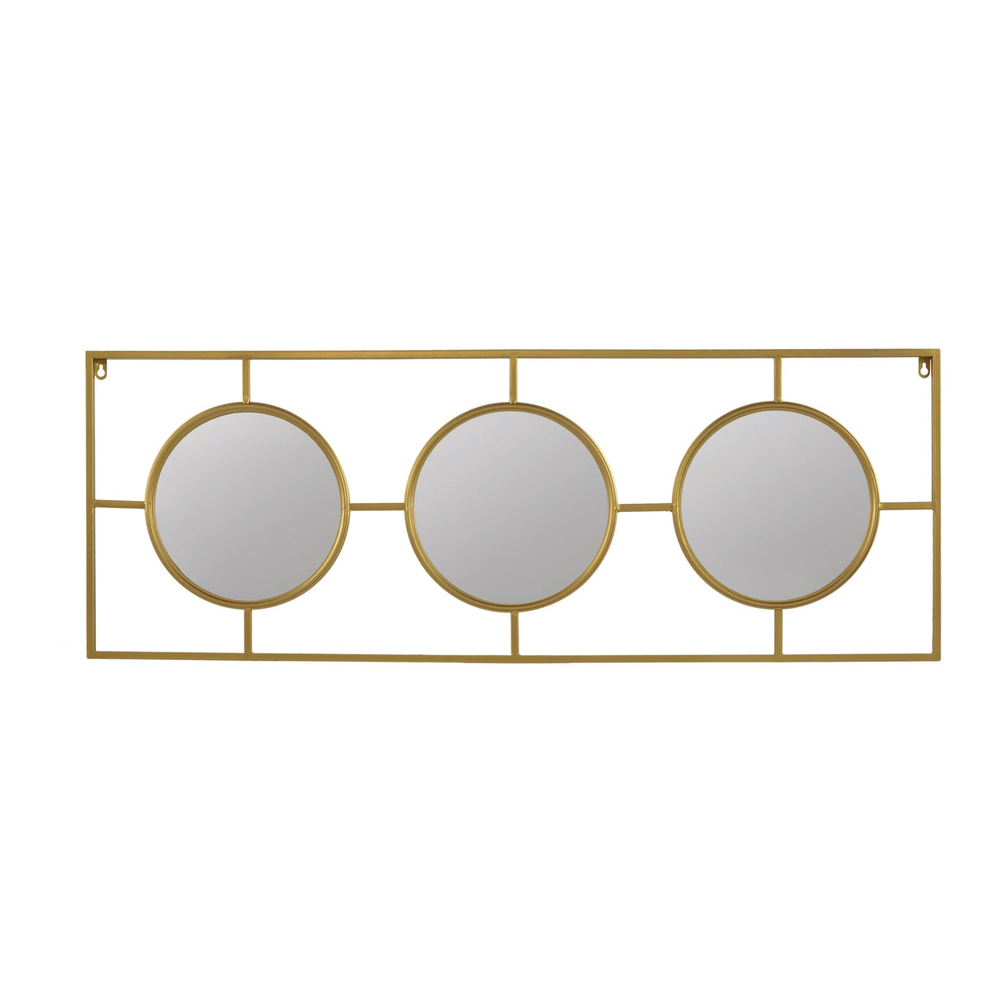 3 Mirror Piece Wall Mirror in Gold Rectangular Frame, Home Wall Decor for Bedroom Living Room, 43"x16"