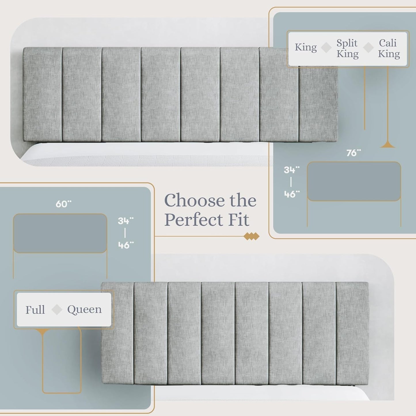 Elegant Vertical Channel Tufted Upholstered Headboard King