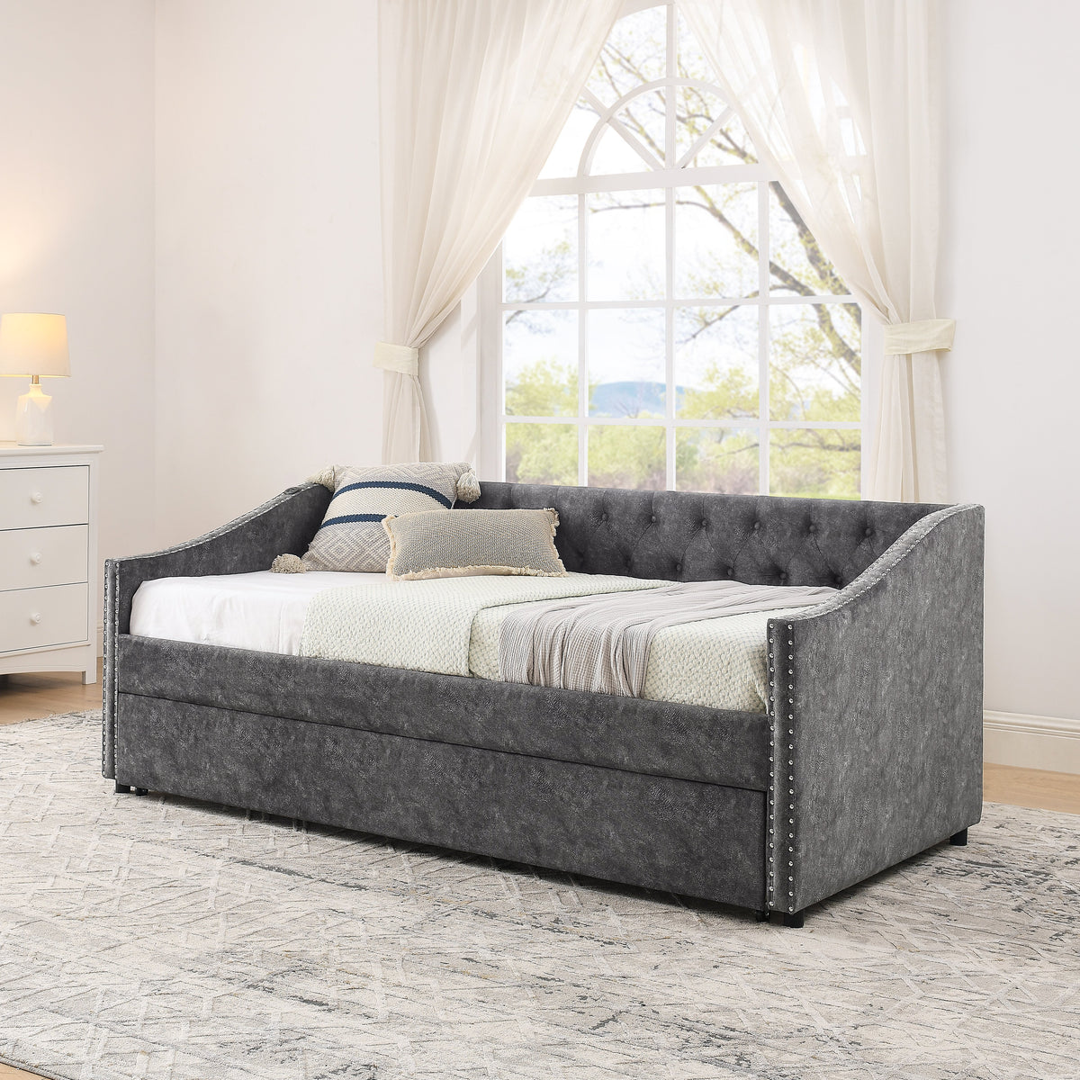Twin Size Daybed with USB Charging & Pull-out Extendable Bed