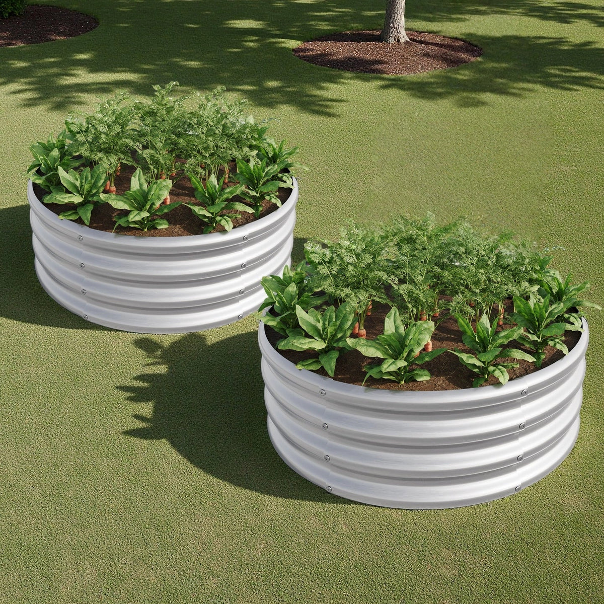 2-Piece 32.08" Tall Round Metal Raised Garden Bed