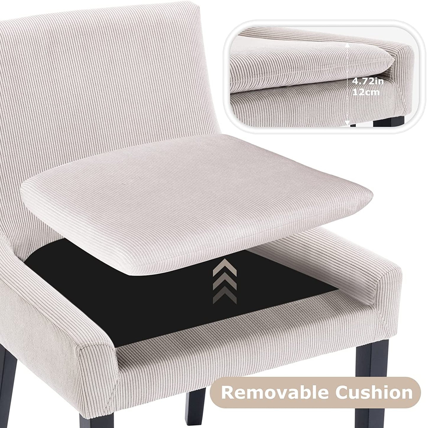 Corduroy Upholstered Dining Chairs With Wood Legs Set Of 6