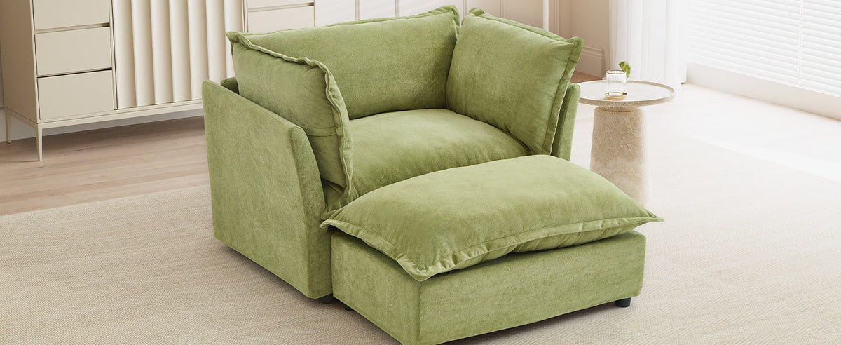 Modern Armchair Sofa with Movable Ottoman