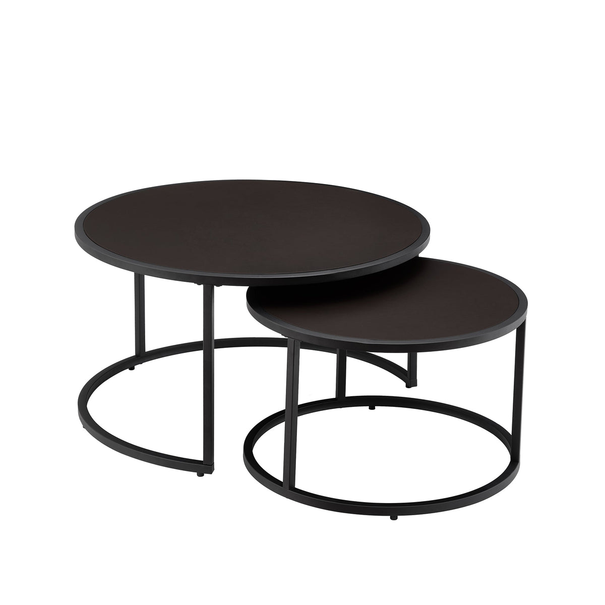 Modern Faux Leather Nesting Round Coffee Table