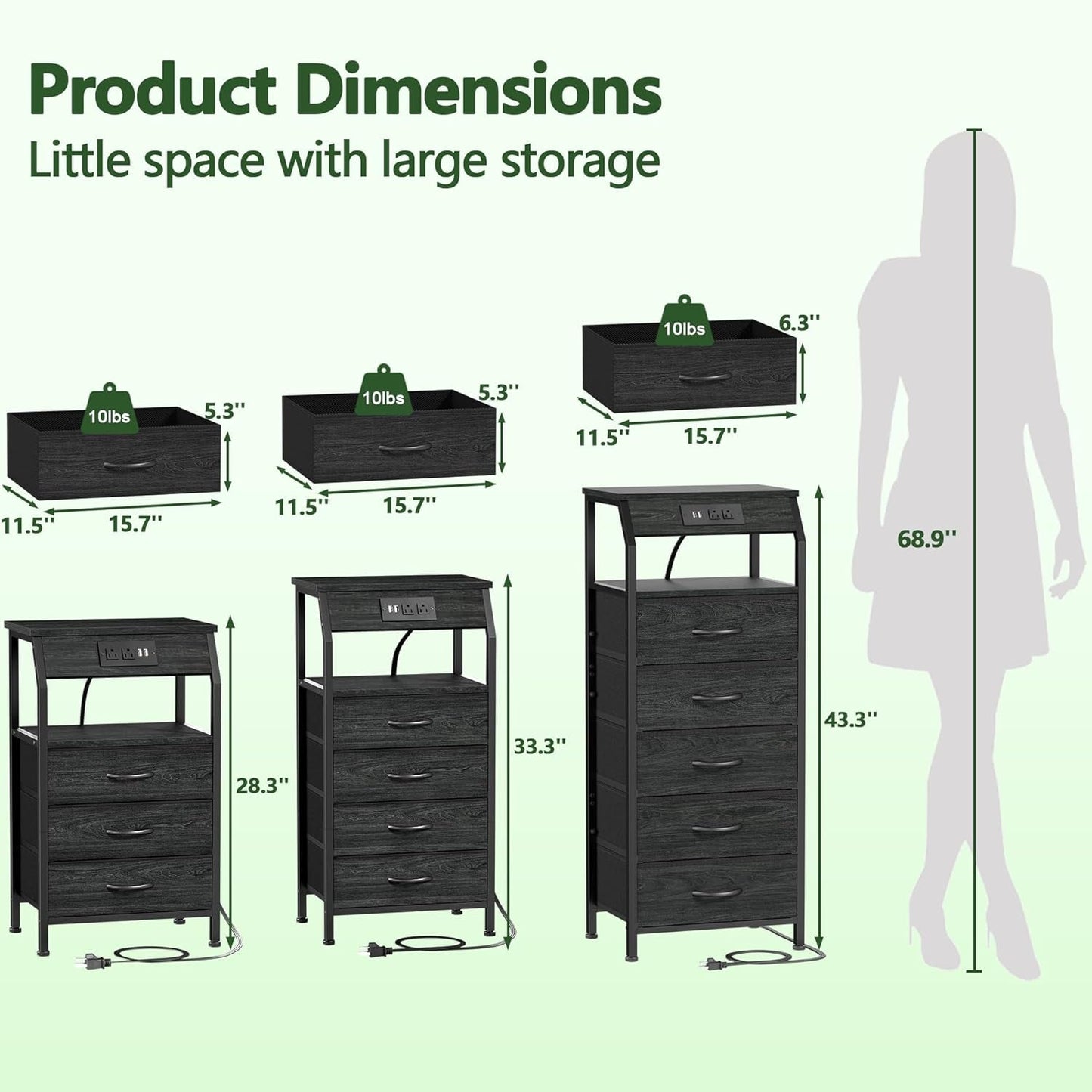 Black Oak Dresser With Integrated Charging Station