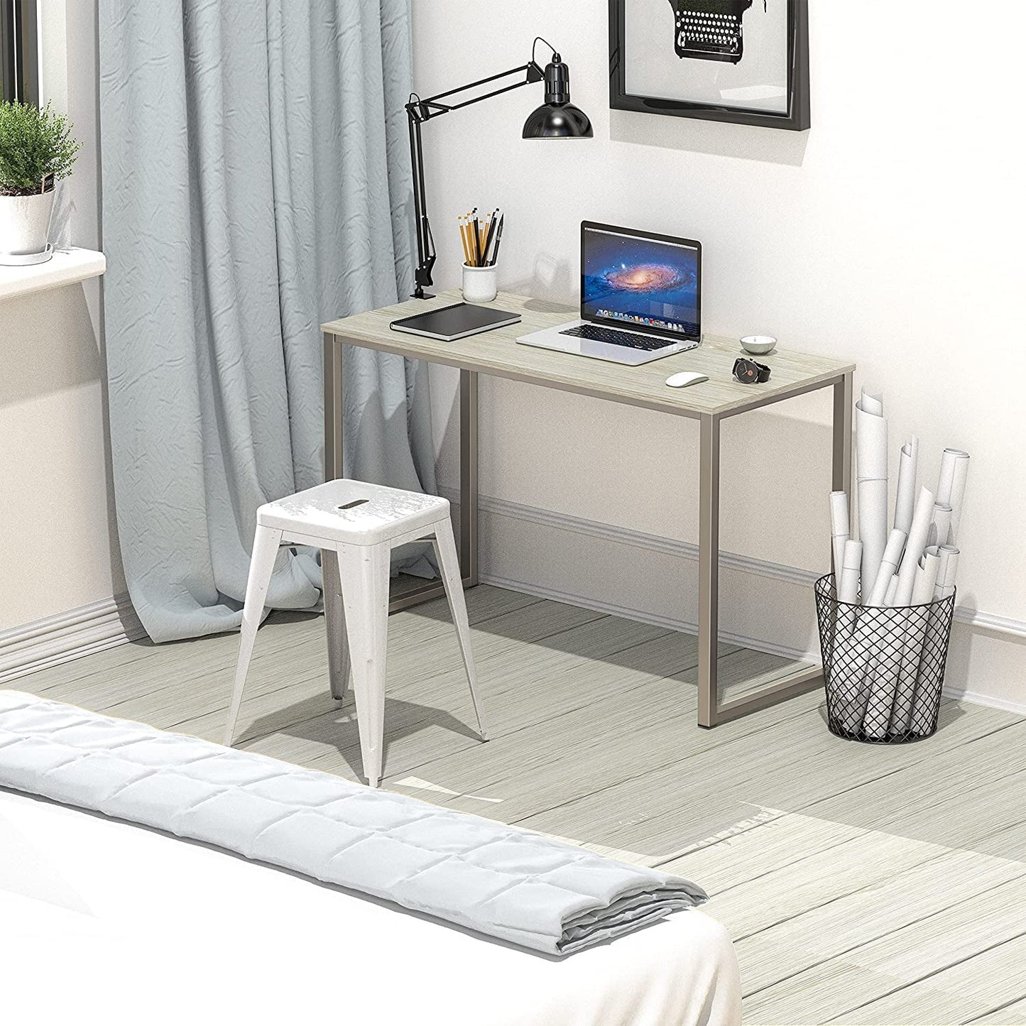 Maple 32 Inch Desk For Home Office With Steel Frame