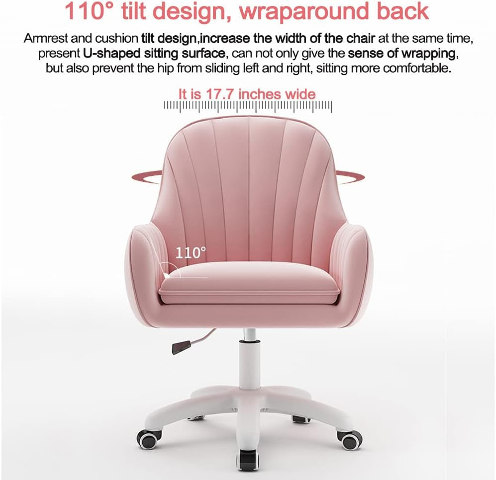 Velvet Home Office Chair With Tufted Mid Back And Height Adjustment