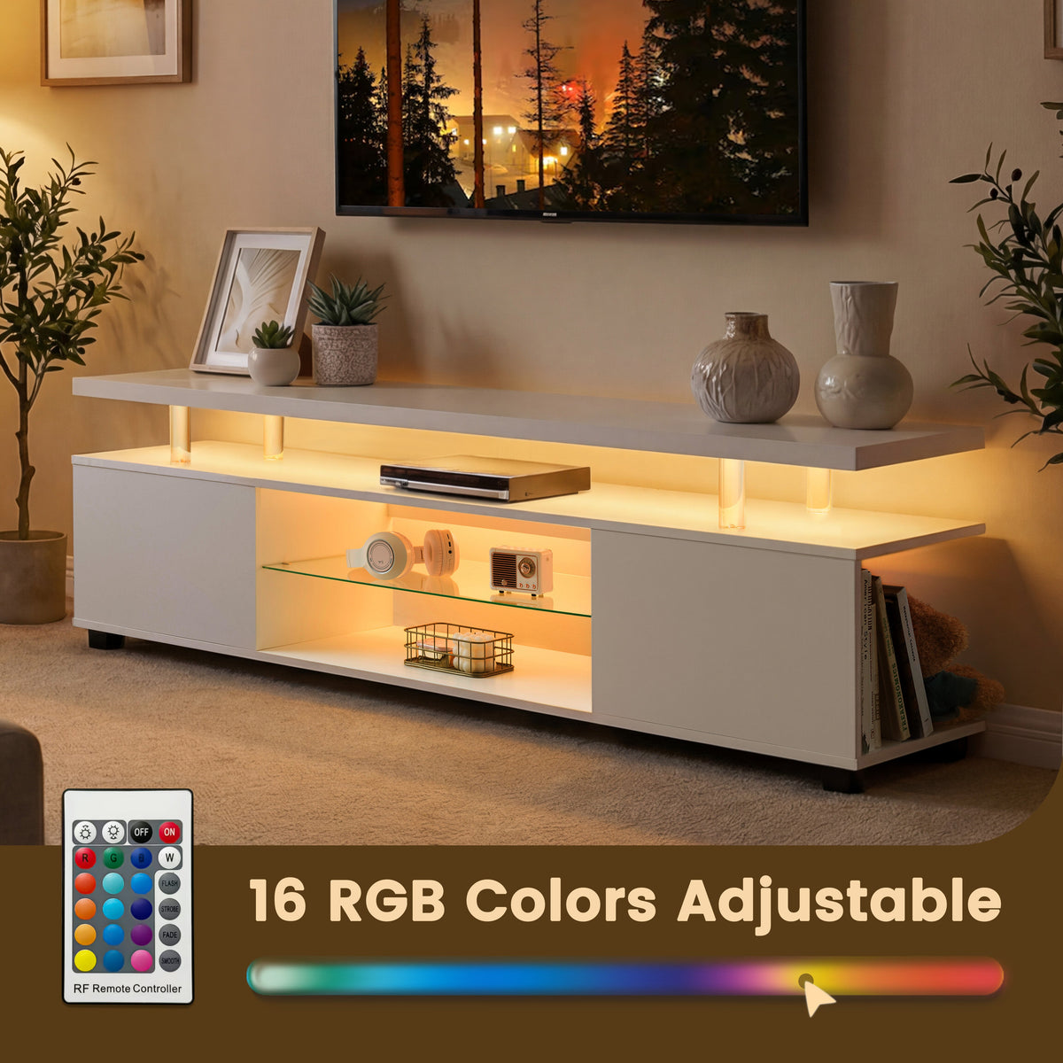 LED TV Stand for 60 Inch TVs - White