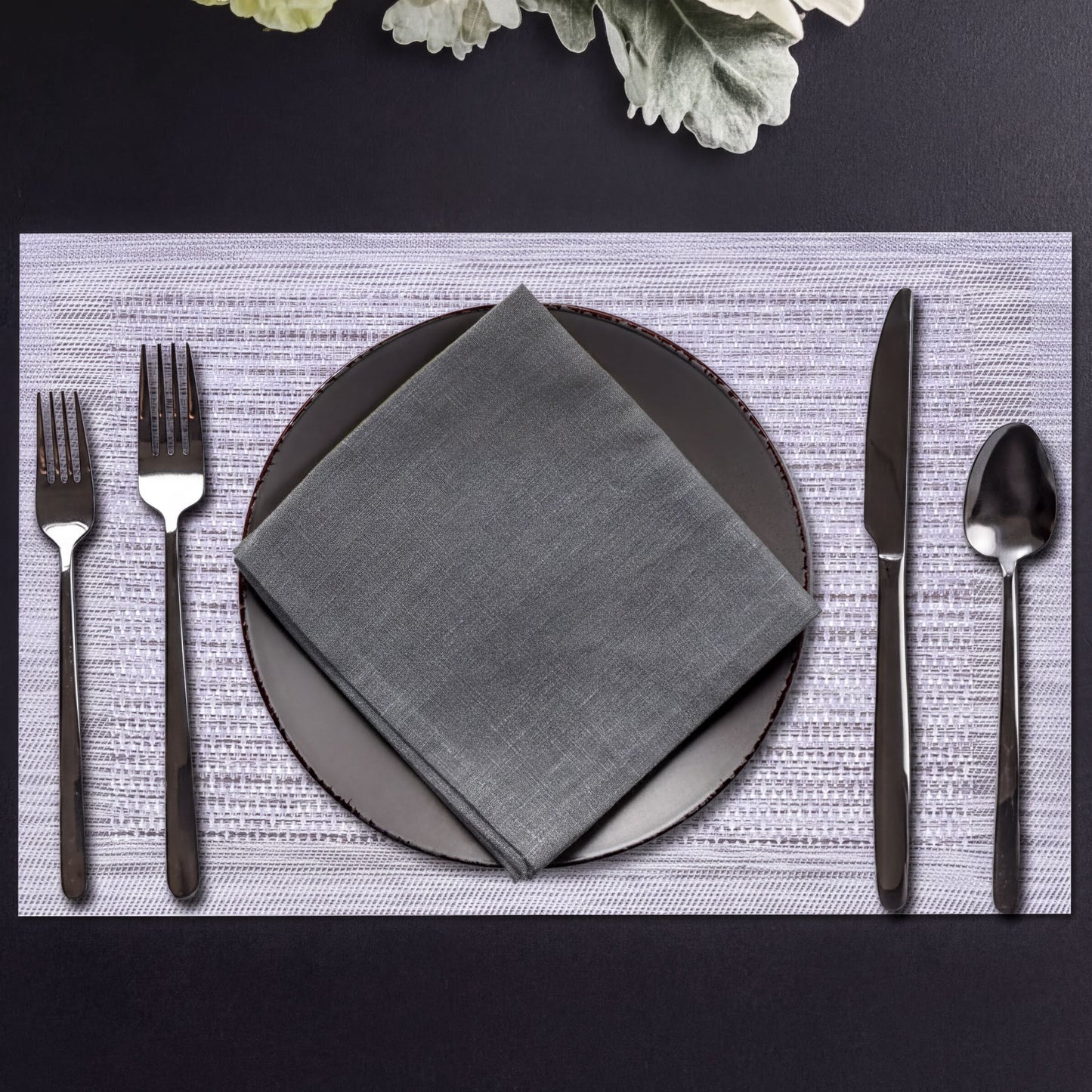 PVC Placemats – Silver Gray Dining Table Mats | Heat Resistant, Non Slip