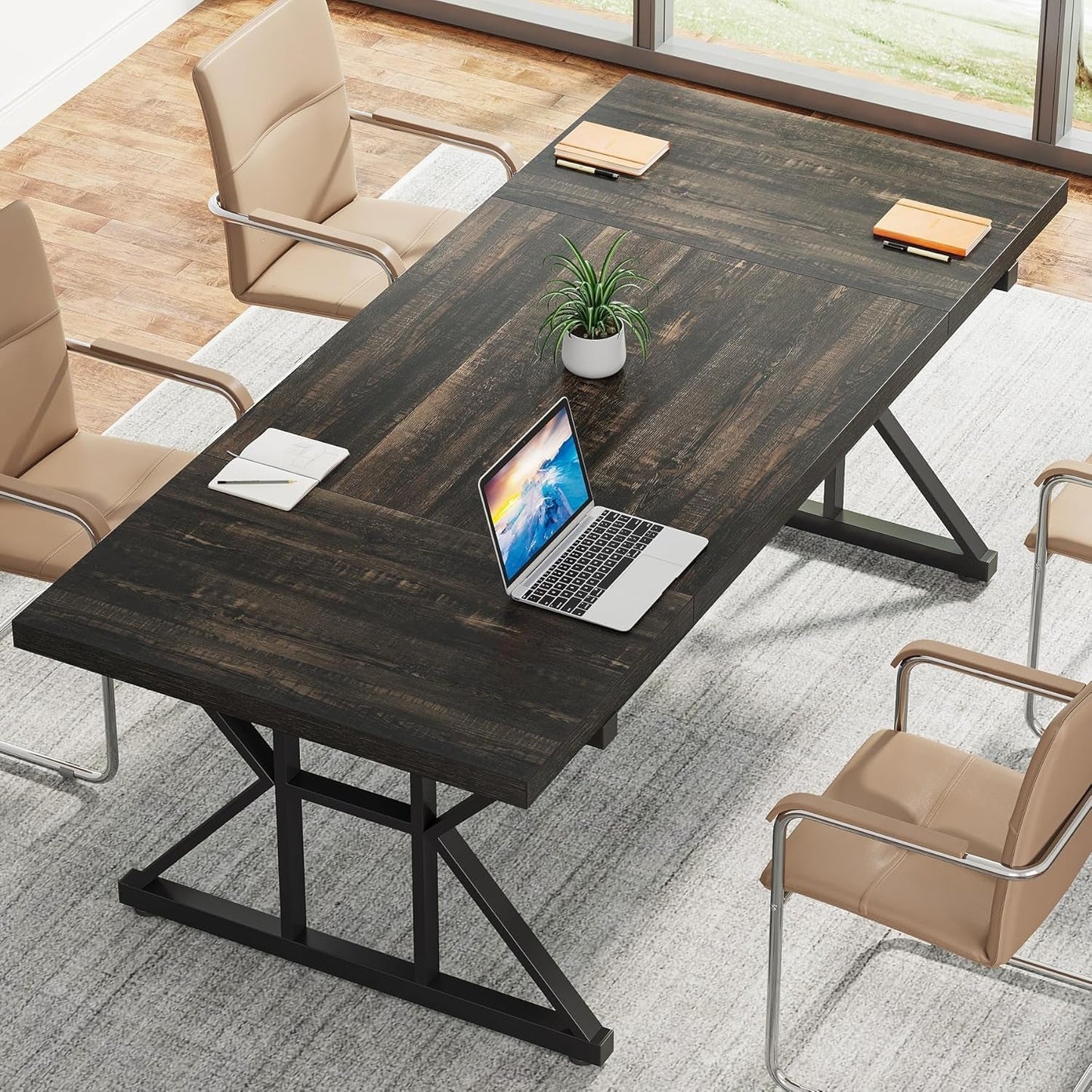 70.8 Inch Executive Desk Black Oak Office Desk Home Office