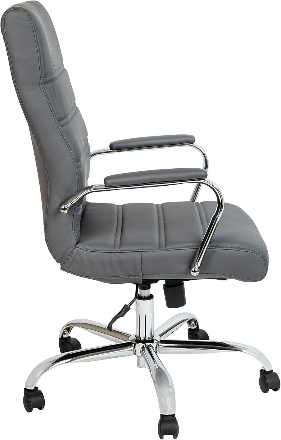 Whitney High Back Leather Office Chair With Adjustable Height Gray Chrome