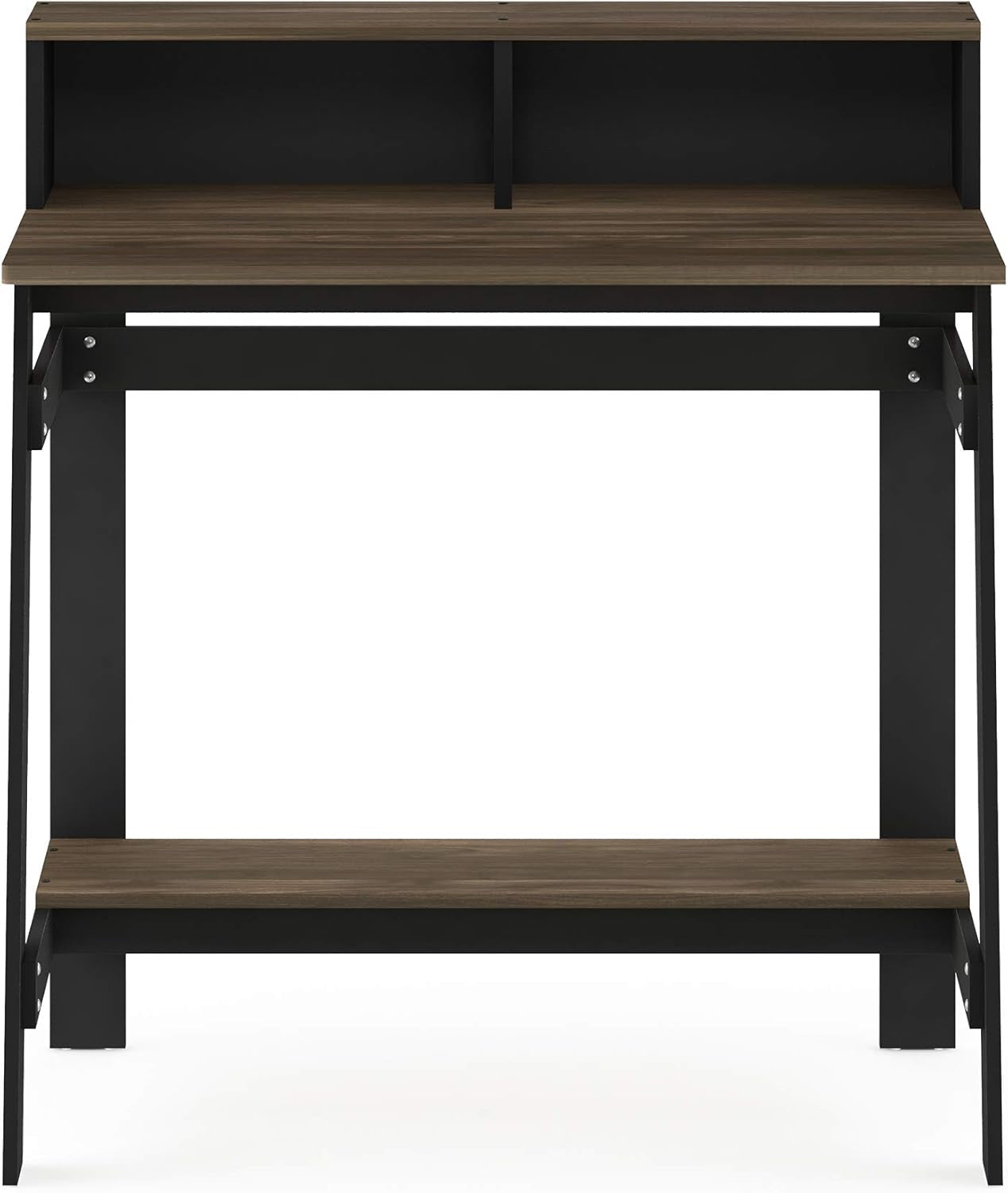 A Frame Computer Desk with Hutch Storage in Columbia Walnut