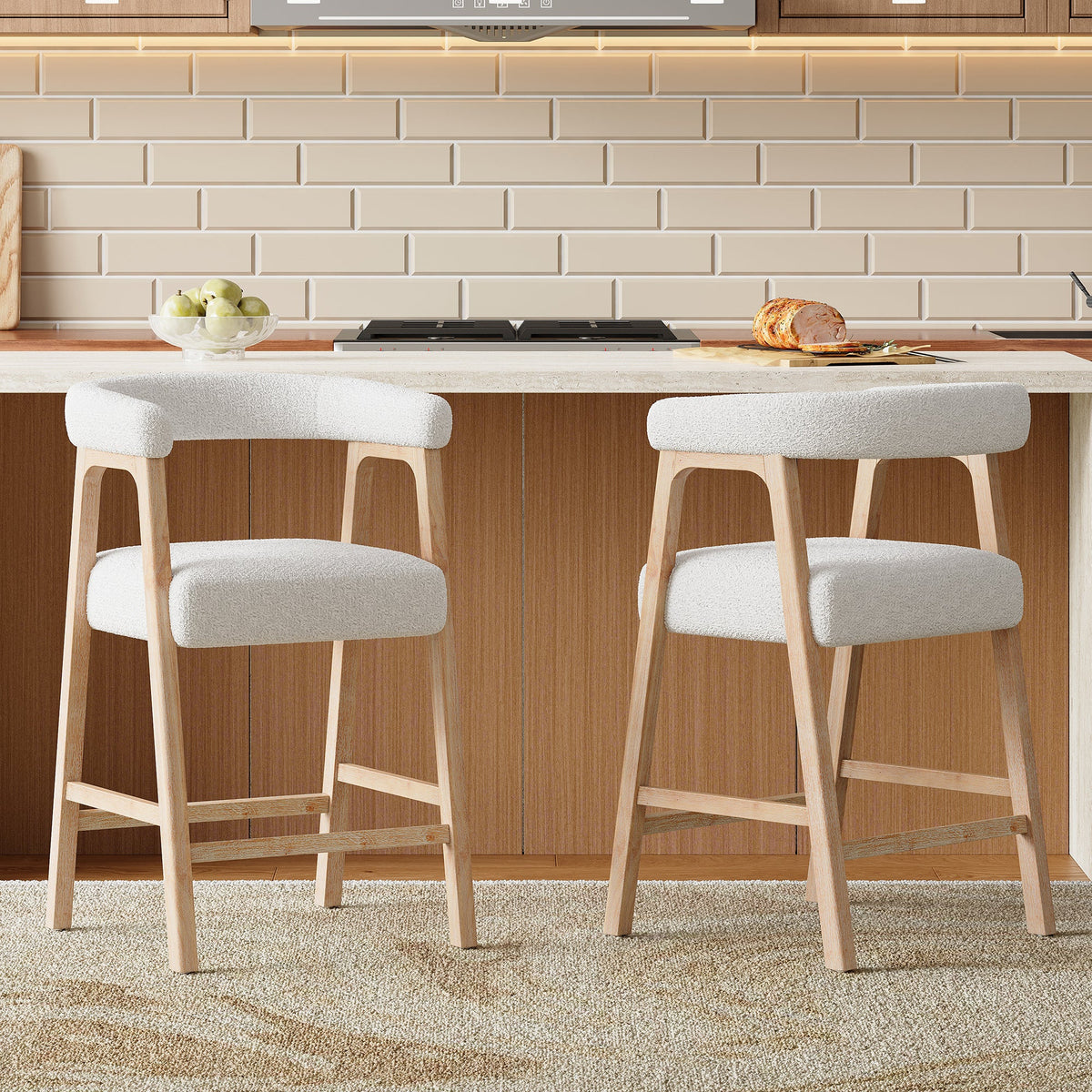 26'' Seat Height Bar Stools with Back, Set of 2