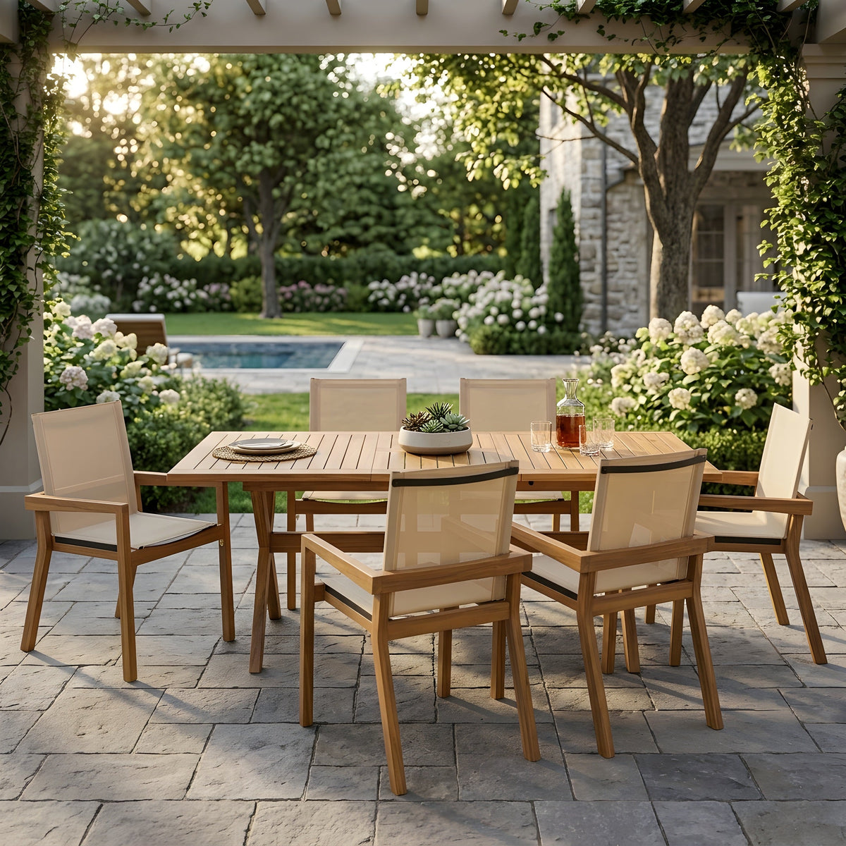 7 Piece Acacia Wood Outdoor Dining Set