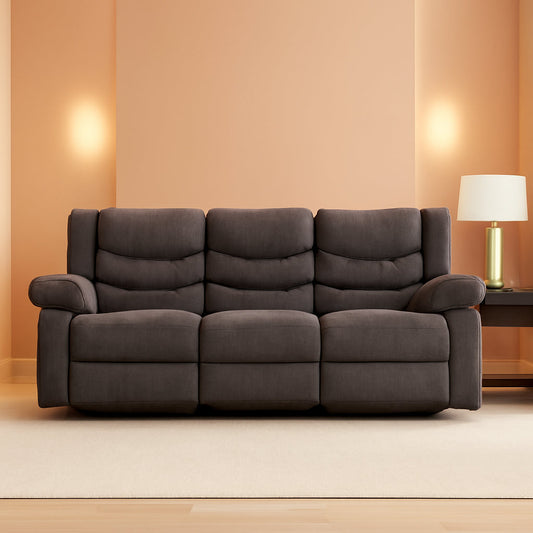 Gray Reclining Sofa With Waterfall Back For Living Room