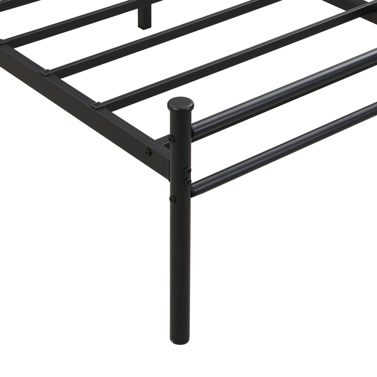 King Size Metal Bedframe With Wood Panel Decoration
