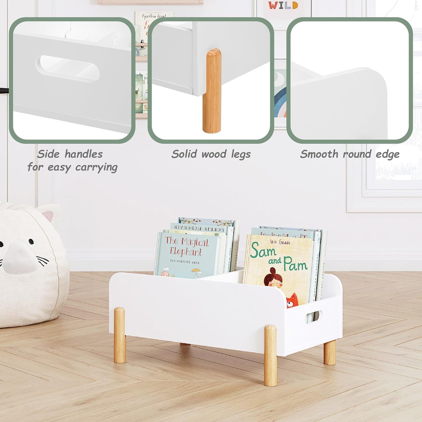 Montessori Toddler Bookshelf With Adjustable Dividers