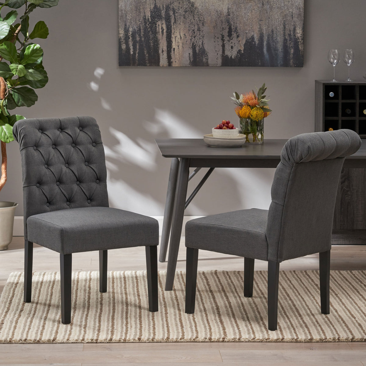 Broxton Tuft Dining Rolltop Chairs (Set of 2)