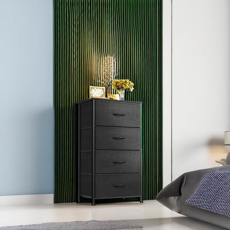 Black Compact Dresser Featuring SteelFrame And WoodenTop