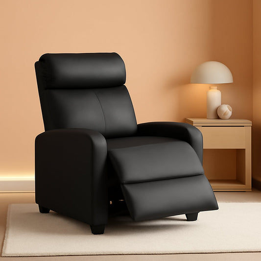 Black Recliner Chair With Adjustable 90 To 180 Degrees