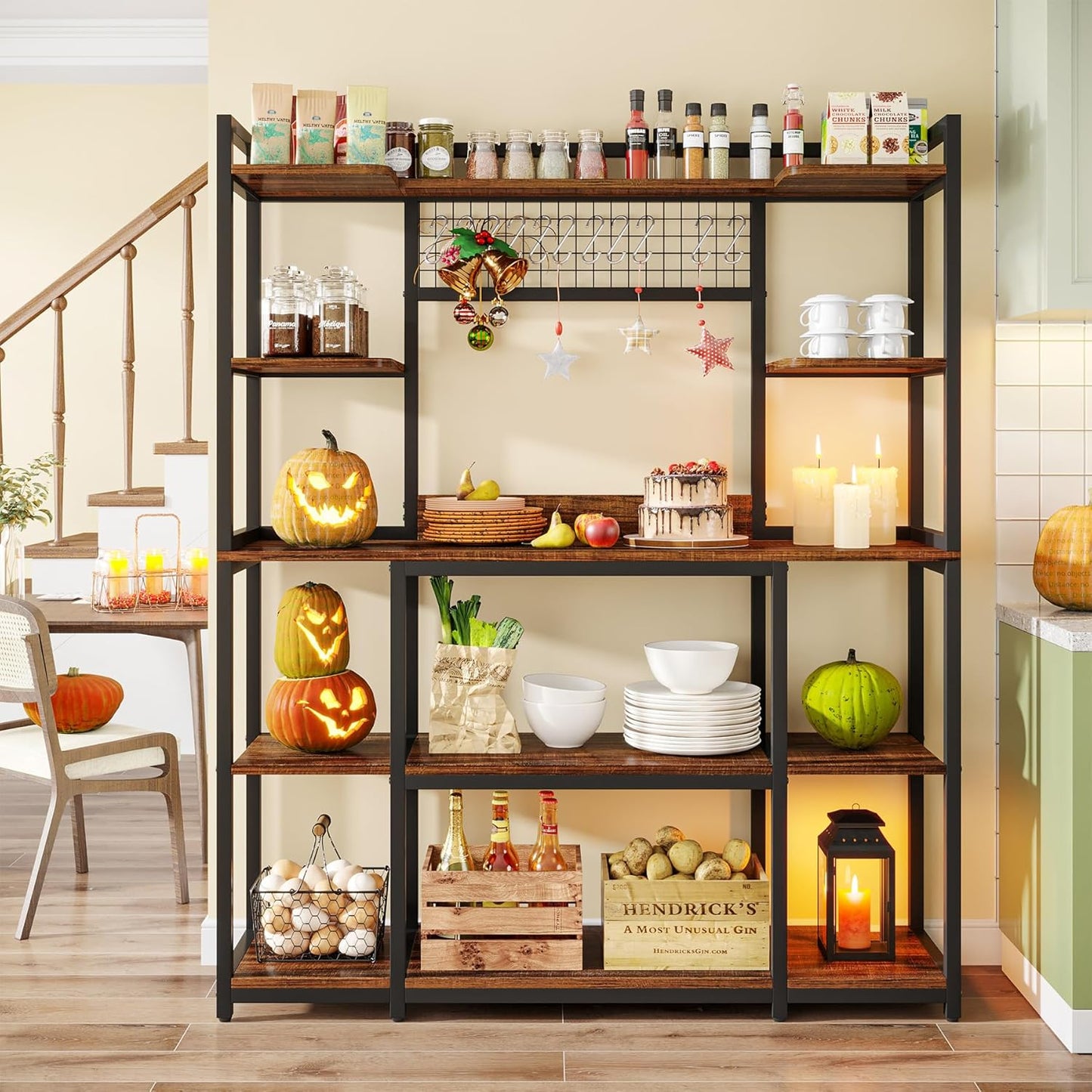 Large 55" Baker's Rack with Hutch