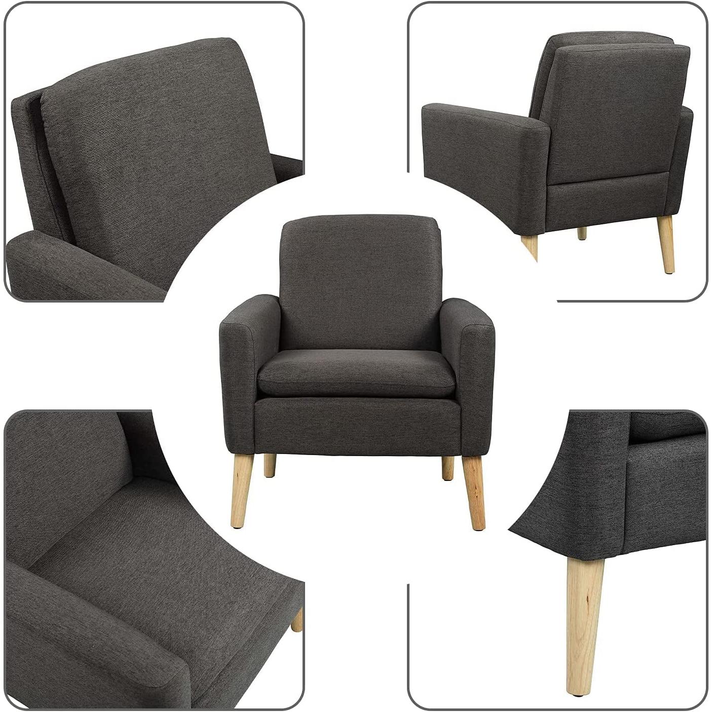 Black Modern Accent Armchair With Ergonomic Deep Seat For Living Room