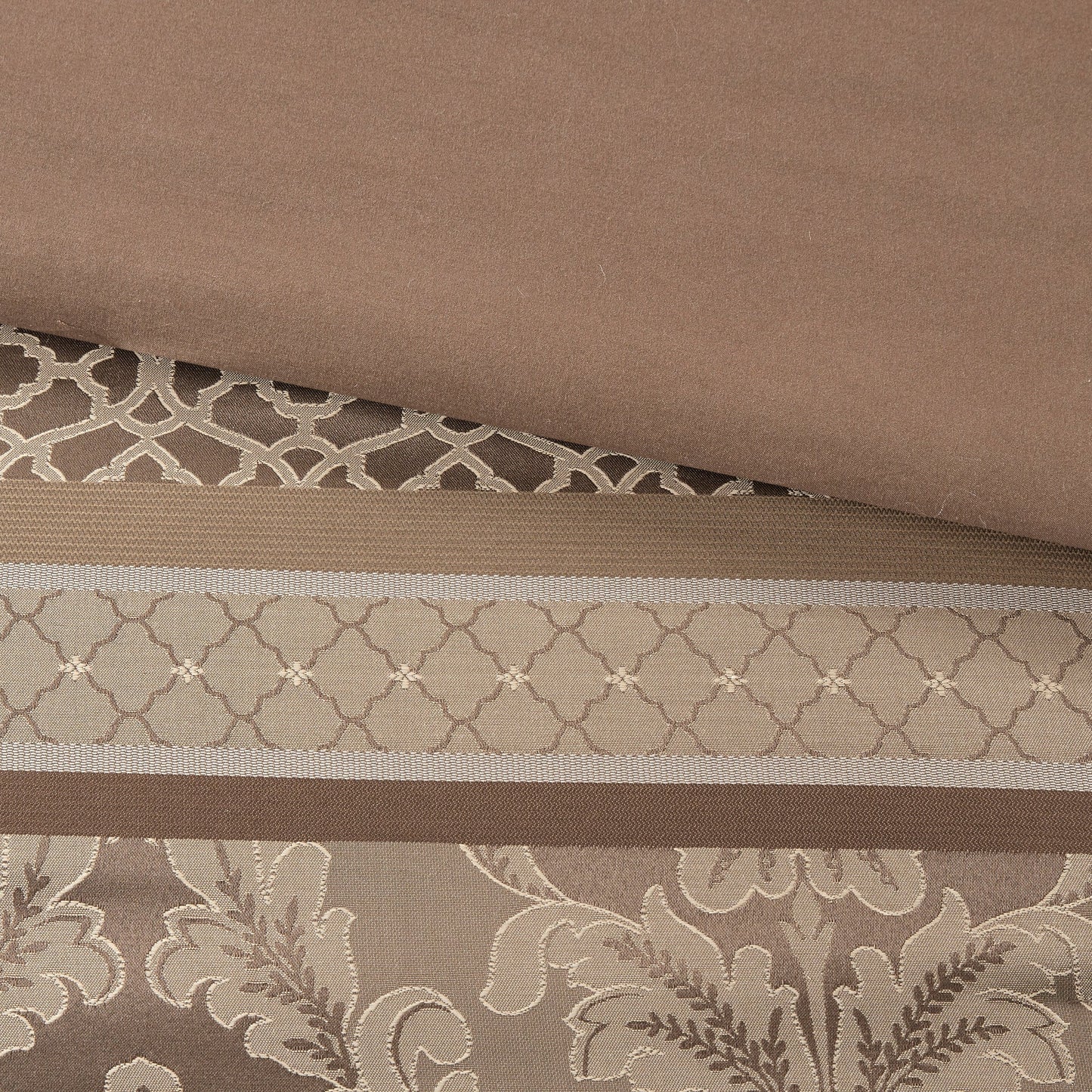 7 Piece Jacquard Comforter Set Brown/Gold Queen