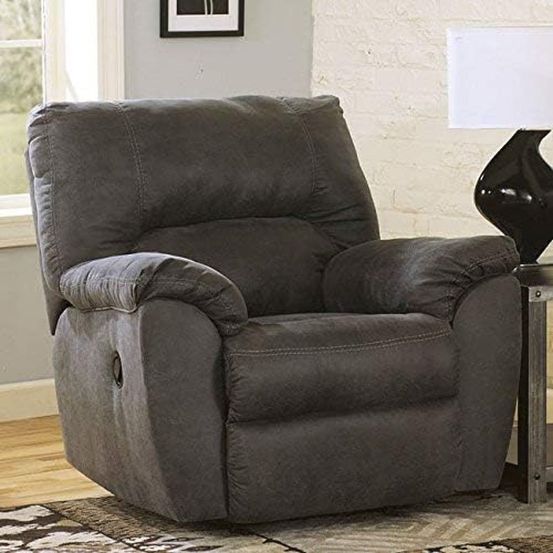 Gray Faux Leather Manual Rocker Recliner Chair Standard