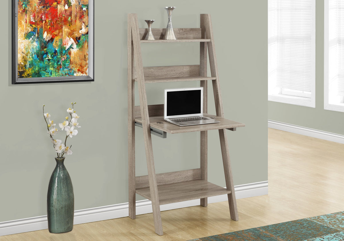 Leaning Computer Desk with Storage Shelves